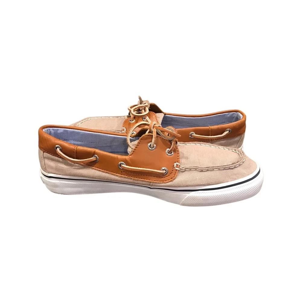 Sperry Top Sider Men's Tan‎ Canvas Boat Shoes Lace Up Casual Sneakers Size 12